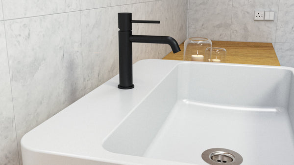 Coppia rubinetti miscelatore lavabo e bidet senza scarico in ottone nero opaco Memo