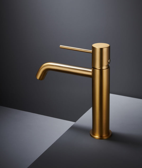 Coppia rubinetti lavabo e bidet senza scarico oro spazzolato Memo