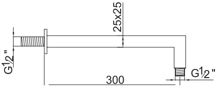 Braccio Doccia quadro 33 cm Acciaio Cromato