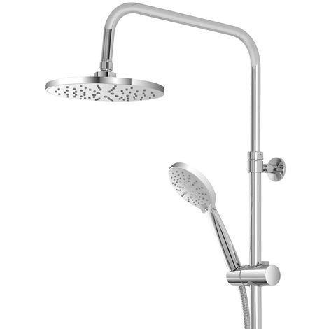 Colonna Doccia Termostatica tonda Regolabile in altezza con deviatore Soffione 20 cm Doccetta e flessibile 150 cm Ottone Cromo