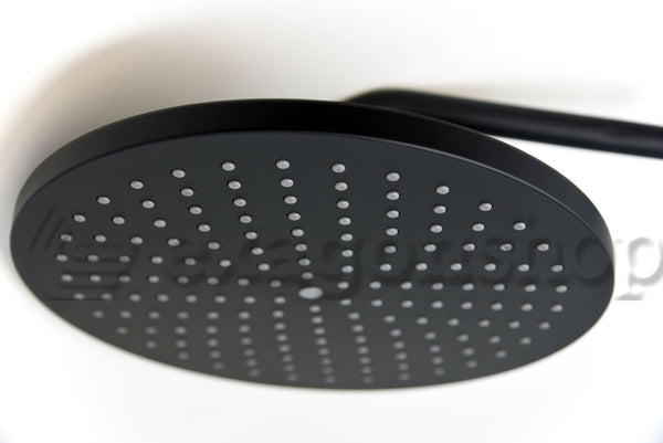 Soffione Doccia 30 cm tondo anticalcare con braccio Soft Black