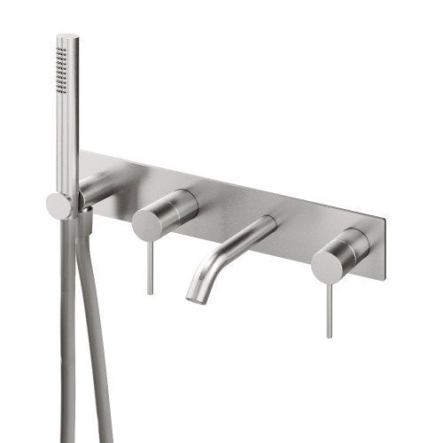 Treemme 40mm miscelatore vasca monocomando a muro con doccetta e bocca senza parte incasso inox satinato