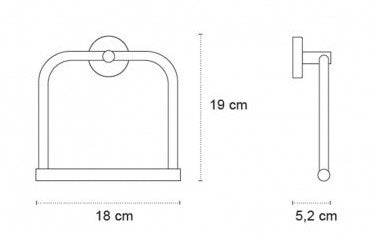 New Line AS2 Portasciugamani Ad Anello In Acciaio Inox, vista laterale del profilo a muro - Exagonshop