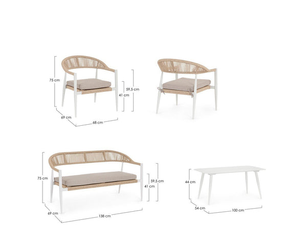 Andrea Bizzotto Jadia salotto ad intreccio bianco beige 0665027