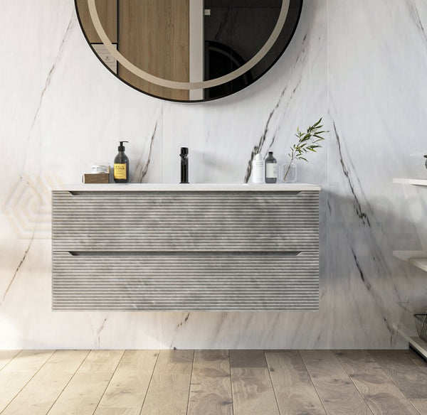 Mobile bagno grigio 100x45 San Marino con lavabo in mineralmarmo