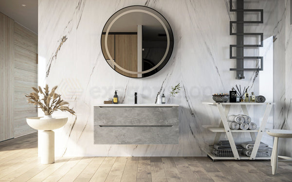 Mobile bagno grigio 100x45 San Marino con lavabo in mineralmarmo
