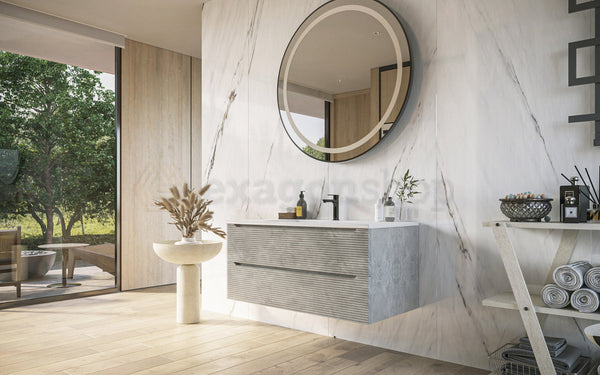 Mobile bagno grigio 100x45 San Marino con lavabo in mineralmarmo