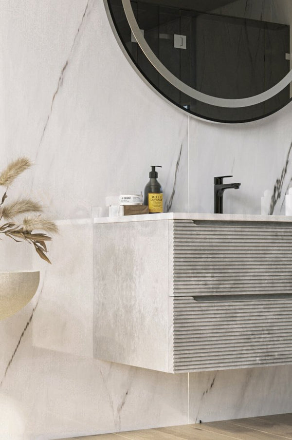 Mobile bagno grigio 100x45 San Marino con lavabo in mineralmarmo