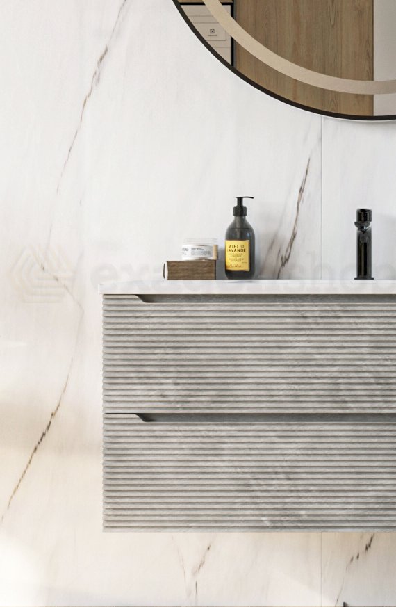 Mobile bagno grigio 100x45 San Marino con lavabo in mineralmarmo