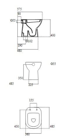 Vaso con scarico a pavimento senza sedile in ceramica bianco europeo Gemma 2 J522201 Ceramica Dolomite