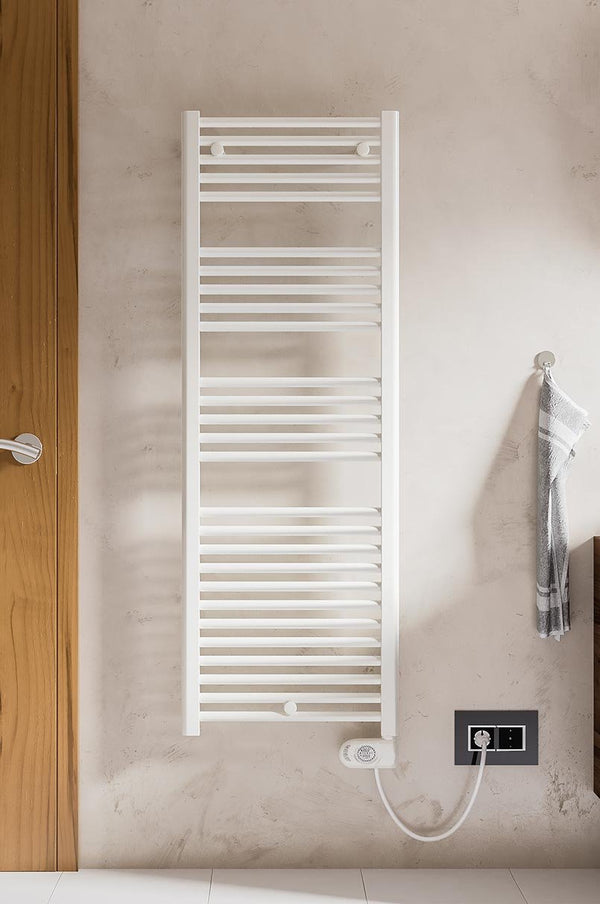 Lazzarini Cortina Scaldasalviette elettrico 1375x480 dritto shuko 750W con termostato digitale bianco EVO 388168