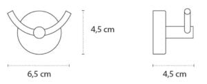 Appendino Doppio Portasciugamano In Acciaio Cromo New Line, vista laterale del profilo a muro - Exagonshop