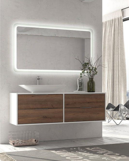 New line K3 specchio led 140x80 illuminato reversibile in Trasparente spenta, dettaglio del corpo lampada e dei materiali...
