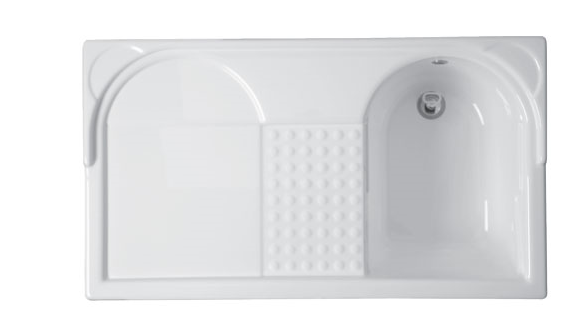 Colavene Duo mobile lavatoio 106x60 coprilavatrice con vasca destra e cesto portabiancheria bianco lucido