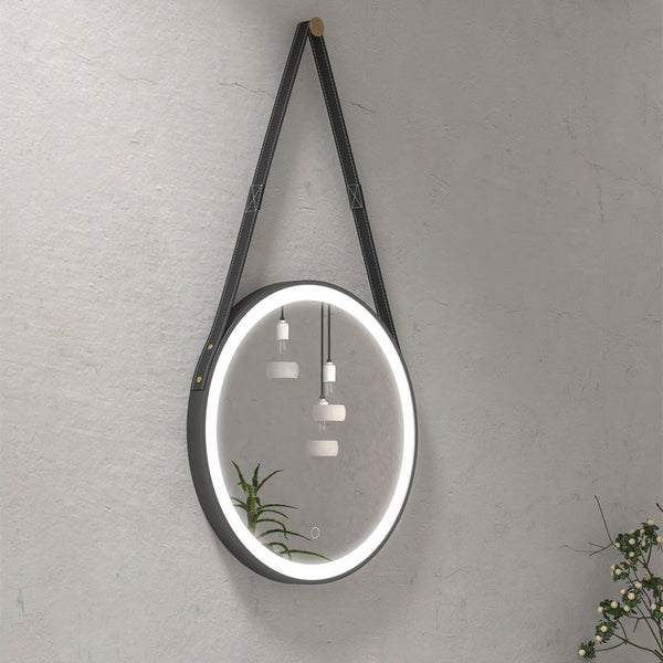 New Line Atollo specchio 50 cm illuminato tondo nero pulsante a sfioramento