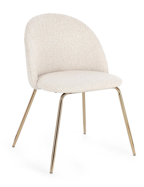 Andrea Bizzotto Tanya sedia effetto boucle avorio gambe oro 0734367