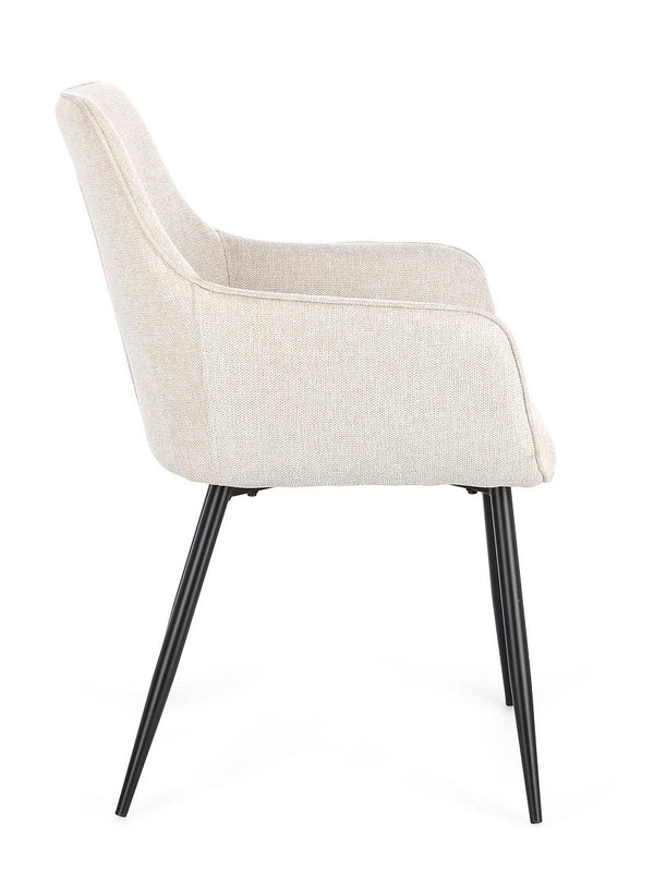 Andrea Bizzotto Cora sedia in tessuto beige e gambe nero 0730124