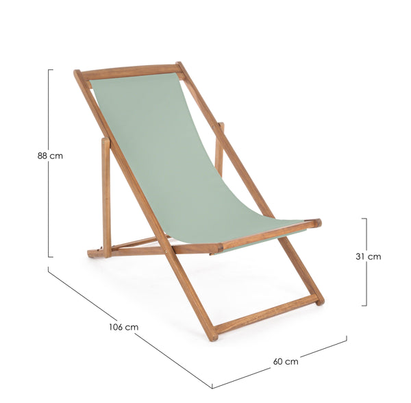Andrea Bizzotto Noemi Relax Sedia Sdraio Pieghevole da Esterno in Legno di Acacia Poliestere Verde Salvia