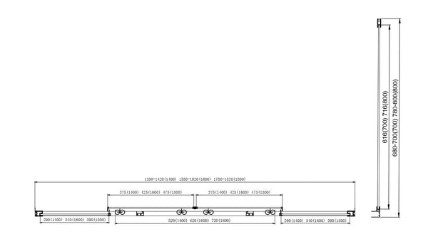 Box doccia 70x140 Marsiglia due scorrevoli reversibile H 195 cromo