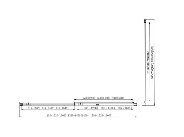 Box doccia 80x160 Marsiglia un anta scorrevole reversibile trasparente H 195 cromo