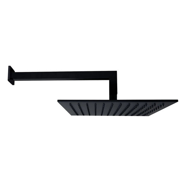 Soffione doccia 30x30 Smart quadro con braccio 35 cm nero opaco