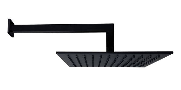 Set doccia soffione 30x30 Smart quadro braccio 35 cm e doccetta nero opaco