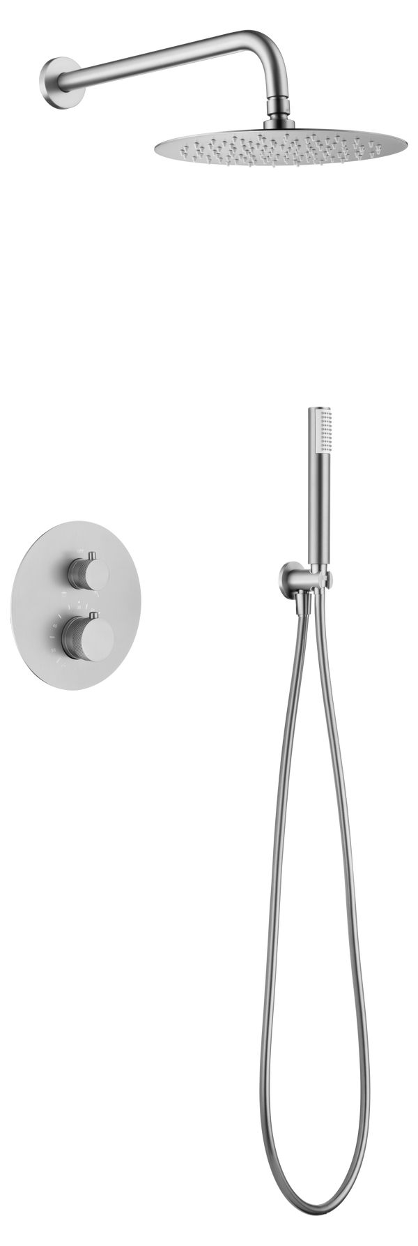 Set doccia termostatico da incasso con soffione 25 cm doccetta e flessibile cromo Melin