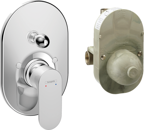 Hansgrohe Rebris S Set Miscelatori Lavabo Coolstart Bidet con scarico e Doccia 2 vie con Parte Incasso Cromo 72519000+72210000+72448000