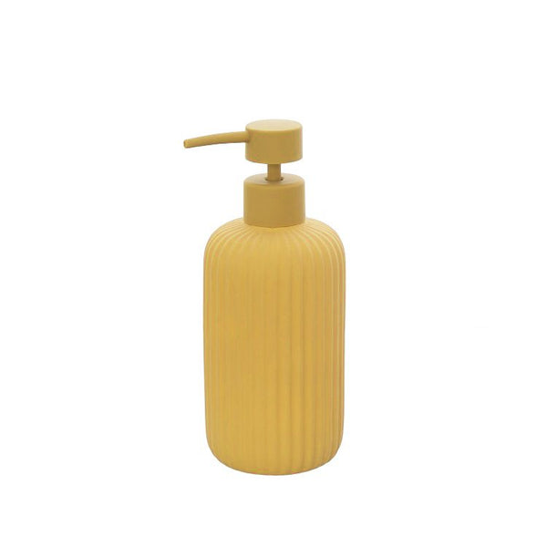 Set portaspazzolini dispenser portasapone e portascopino in ceramica giallo Color