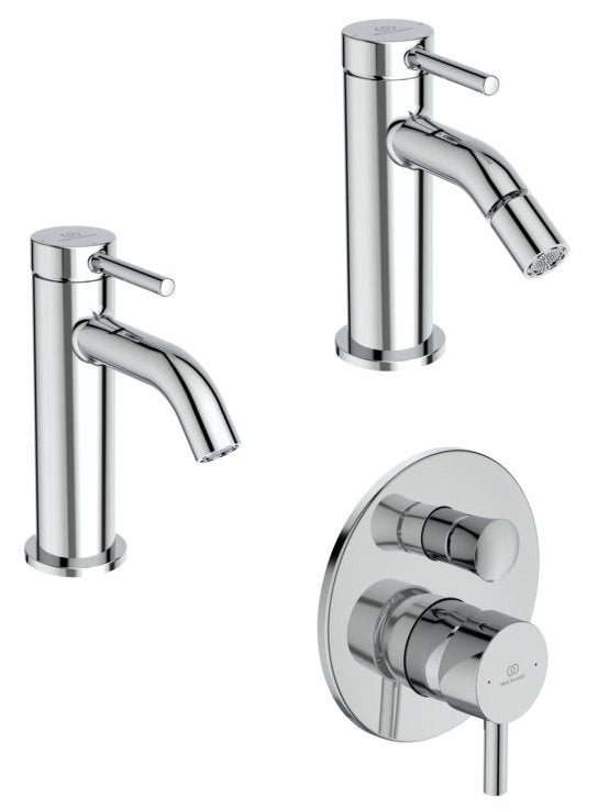 Ideal Standard Ceraline Nuovo Set Rubinetti Lavabo Bidet con piletta Click Clack e Doccia con Corpo Incasso Cromo