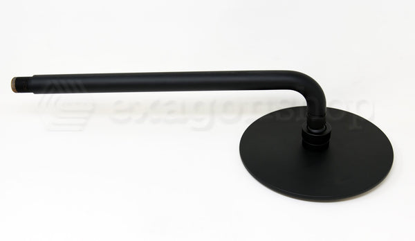 Set soffione doccia 20 cm Smart tondo con braccio 35 cm nero opaco