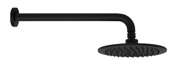 Set soffione doccia 20 cm tondo Smart braccio 35 cm e doccetta nero opaco