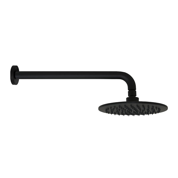 Set soffione doccia 20 cm Smart tondo con braccio 35 cm nero opaco