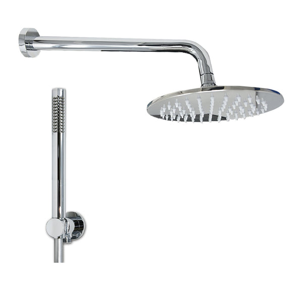 Set soffione doccia 20 cm tondo Smart braccio 30 cm e doccetta cromo