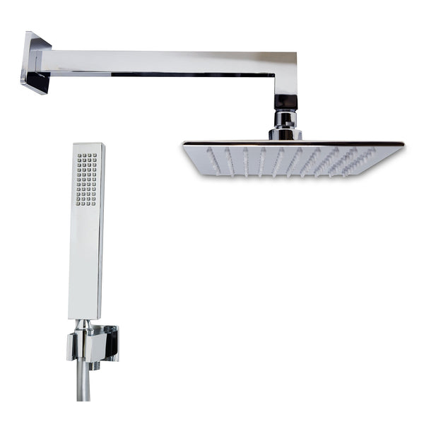 Set soffione doccia 20x20 quadro Smart braccio 30 cm cromo