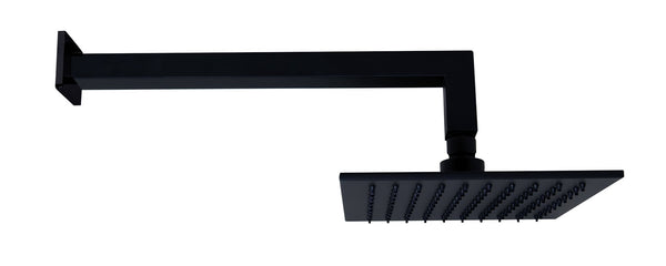Set soffione doccia 20x20 Smart quadro braccio 35 cm e doccetta nero opaco