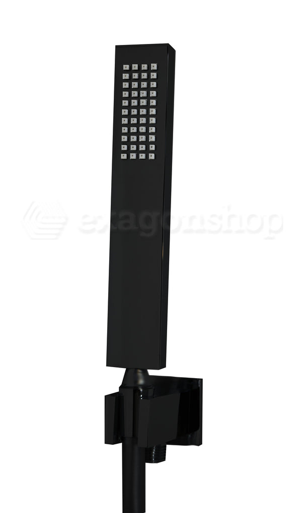 Set soffione doccia 20x20 Smart quadro braccio 35 cm e doccetta nero opaco