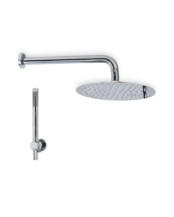 Set soffione doccia 25 cm slim tondo Smart braccio 30 cm e doccetta cromo