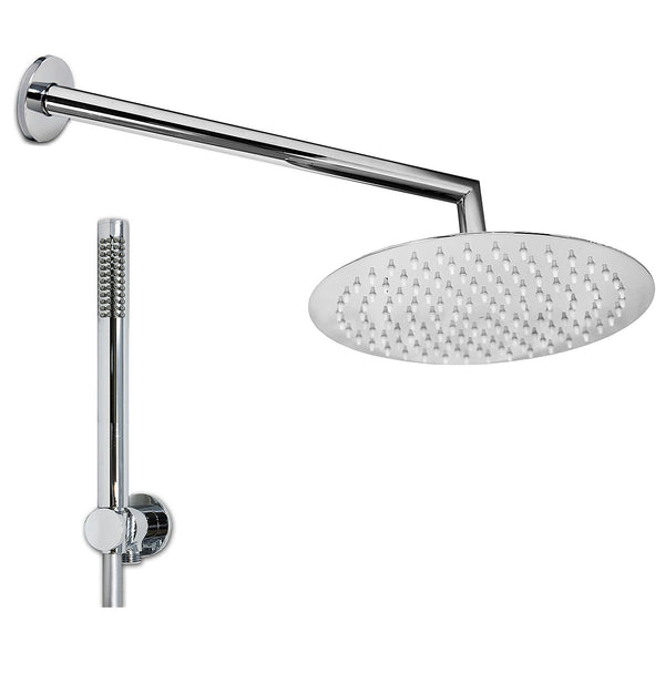 Set soffione doccia 25 cm slim tondo Smart con braccio 33 cm e doccetta cromo