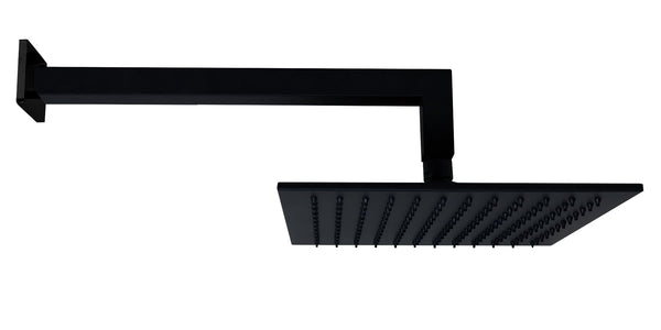 Set soffione doccia 25x25 Smart quadro braccio 35 cm e doccetta nero opaco