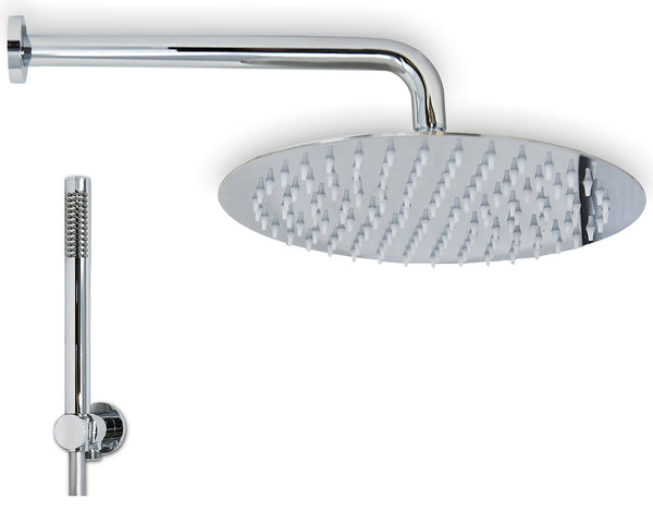 Set soffione doccia 30 cm slim tondo Smart braccio 30 cm e doccetta cromo