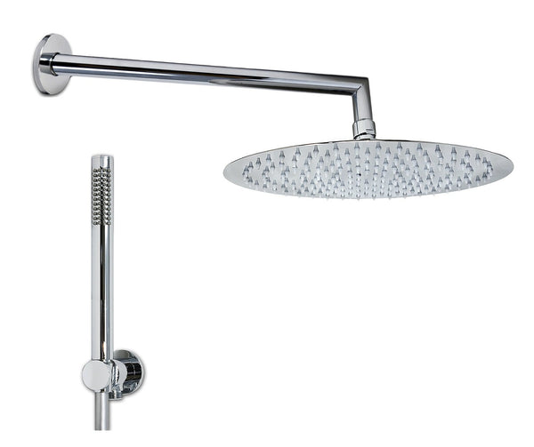 Set soffione doccia 30 cm slim tondo Smart con braccio 33 cm e doccetta cromo