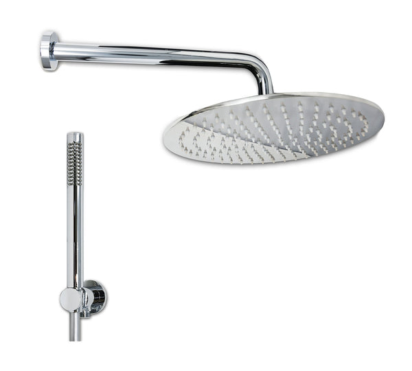 Set soffione doccia 30 cm tondo Smart braccio 30 cm e doccetta cromo