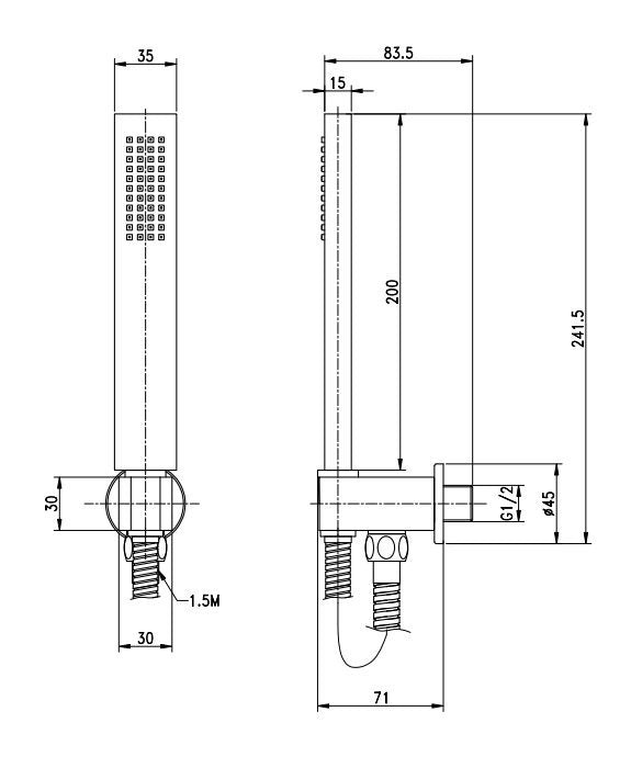Set doccia soffione 30x30 Smart quadro braccio 35 cm e doccetta nero opaco