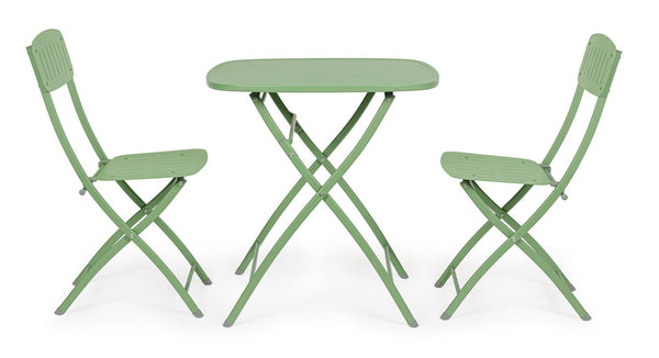 Andrea Bizzotto Bistrot Yvonne set tavolo e sedie salvia Verde Salvia Satinat, dettaglio ravvicinato dei materiali