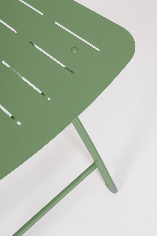 Andrea Bizzotto Bistrot Yvonne set tavolo e sedie salvia Verde Salvia Satinat visto dall'alto, composizione e proporzioni