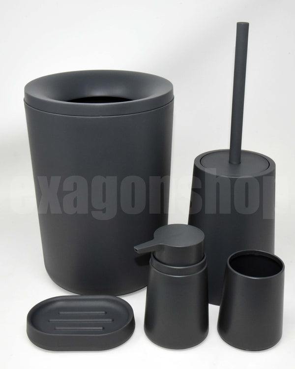 Set Accessori bagno 5 pz Grigio Pop, vista laterale del profilo a muro - Exagonshop