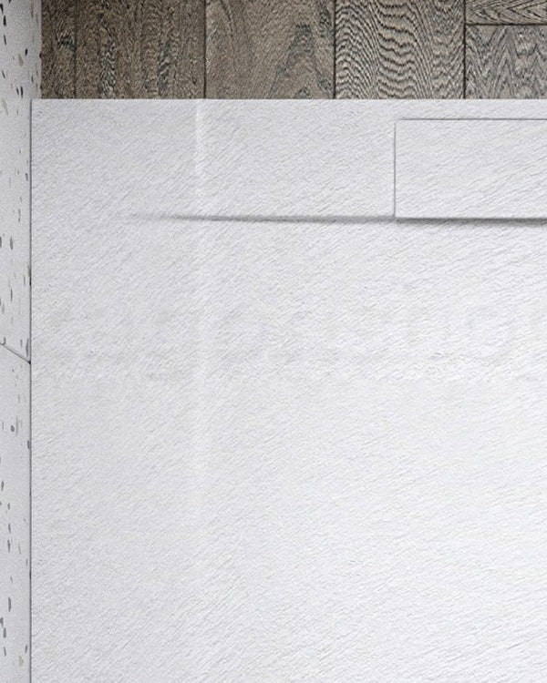 Piatto doccia 80x140 ultrapiatto effetto pietra in resina visto dall'alto con superficie e piletta di scarico - Exagonshop