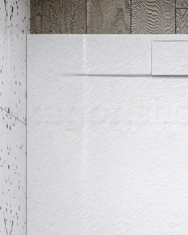 Piatto doccia 80x100 ultraflat in resina effetto pietra visto dall'alto con superficie e piletta di scarico - Exagonshop