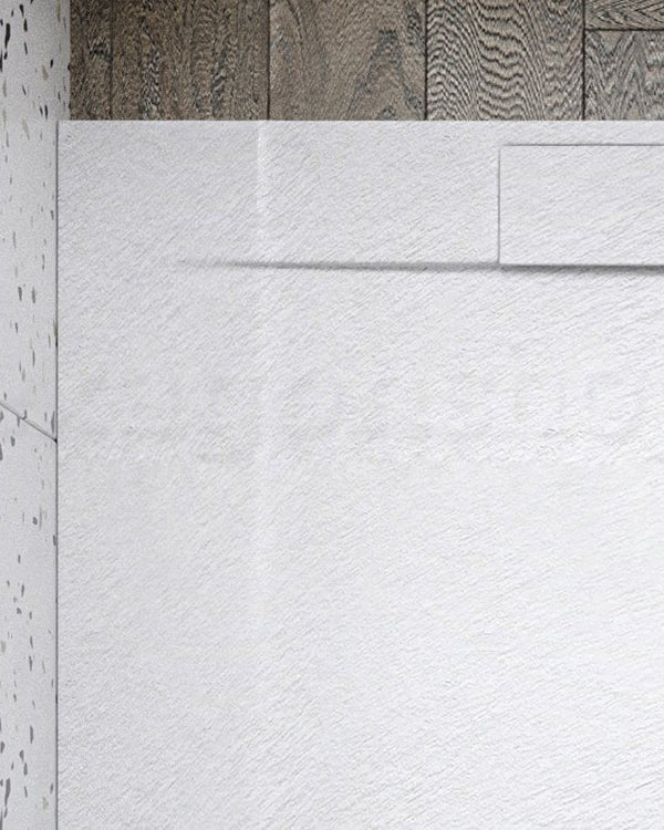 Piatto doccia 70x90 ultraflat in resina effetto pietra visto dall'alto con superficie e piletta di scarico - Exagonshop